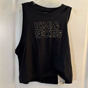 Love & Sports Black Sleeveless Muscle Top sz L NWT